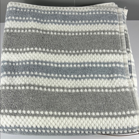 2 Pc Eco-Mélange Quick Dry Bath Towel Set Blue Gray White 100% Cotton Soft NEW - Picture 2 of 7